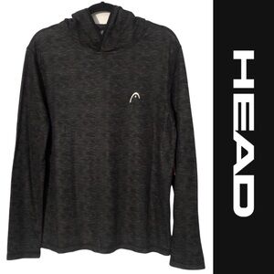 HEAD Men’s Marled Charcoal Grey Hooded Long Sleeve Lounge Athleisure Top